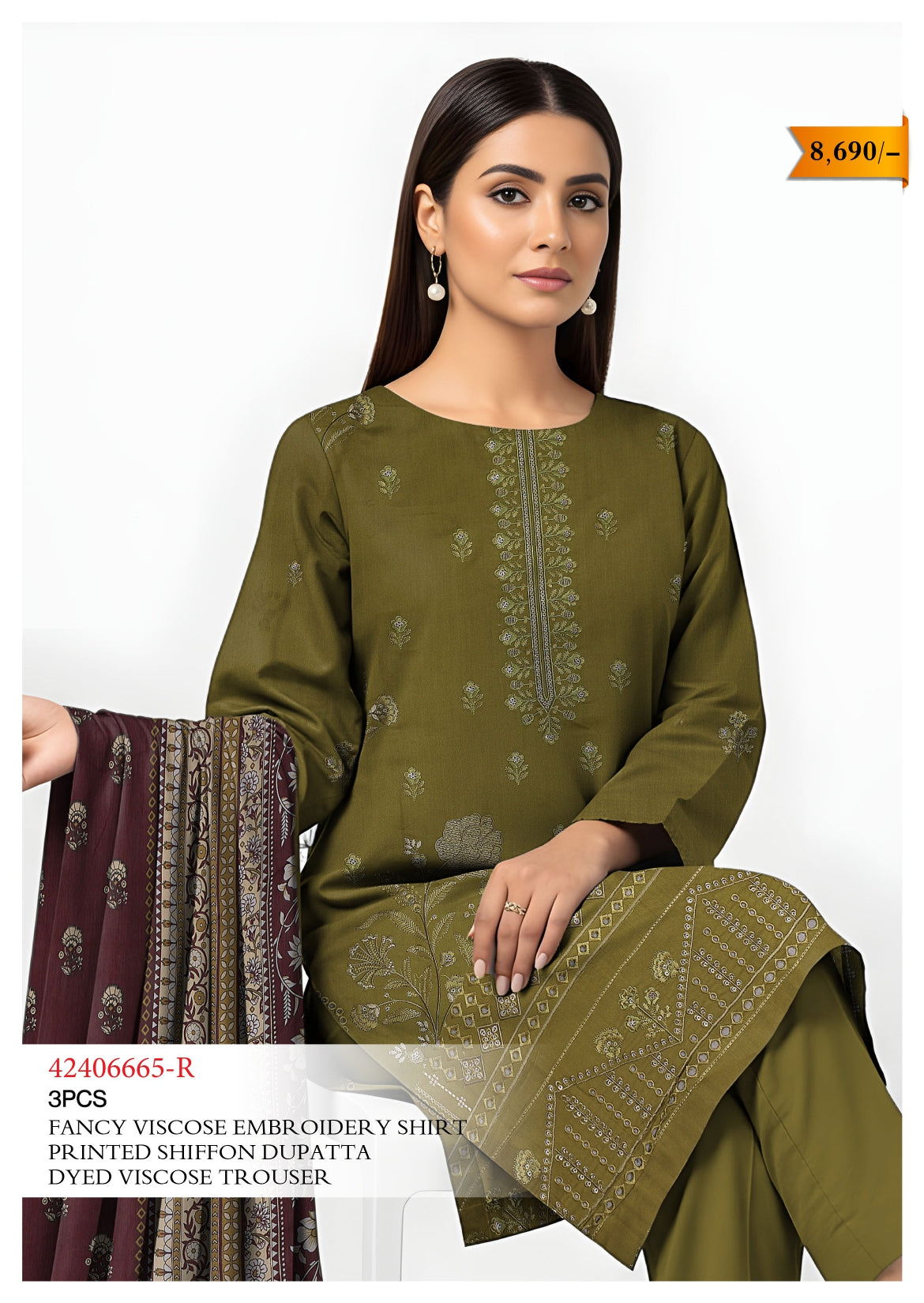 Nishat Viscose Embroidery 3PC | 42406665-R