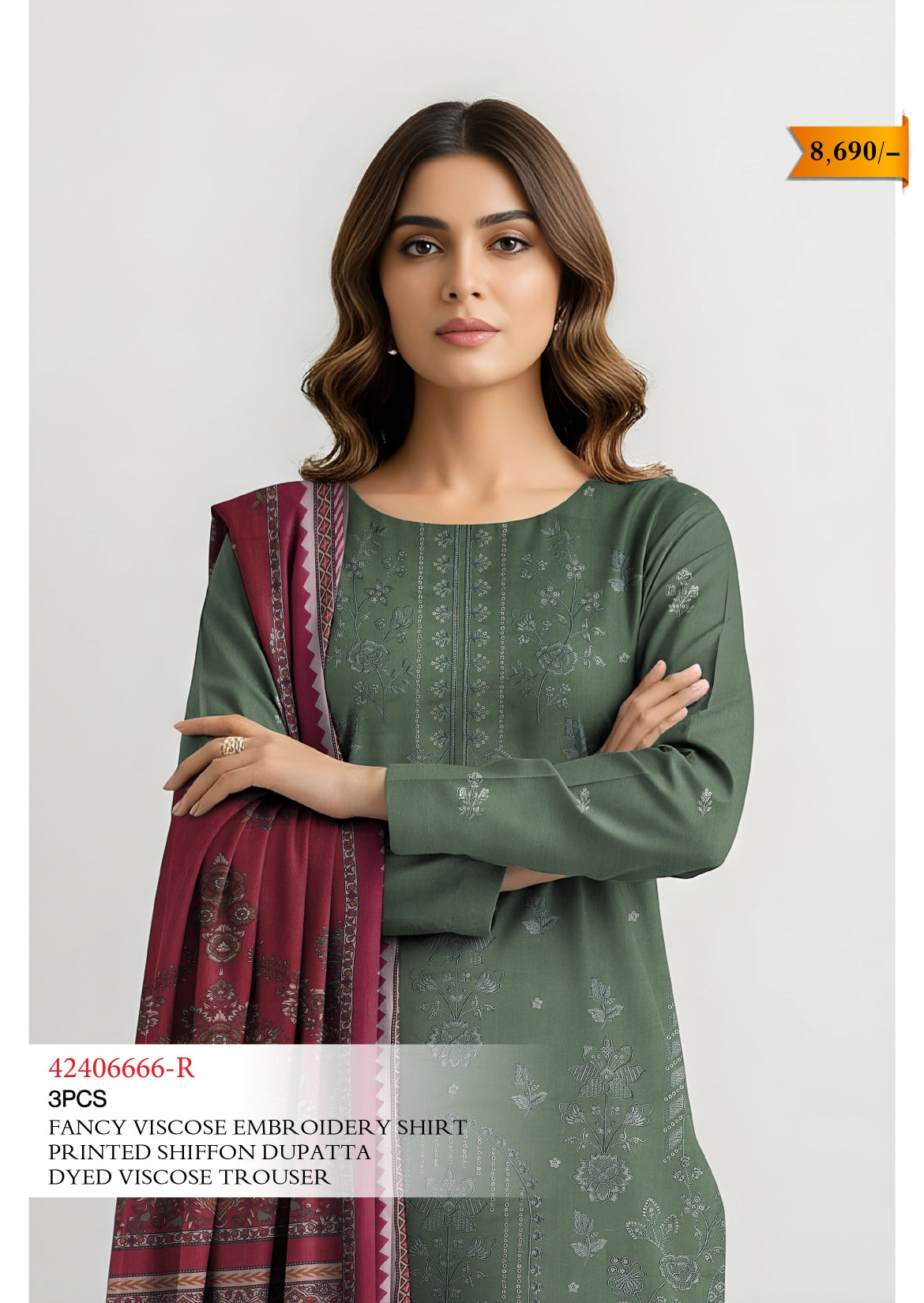 Nishat Viscose Embroidery 3PC | 42406666-R