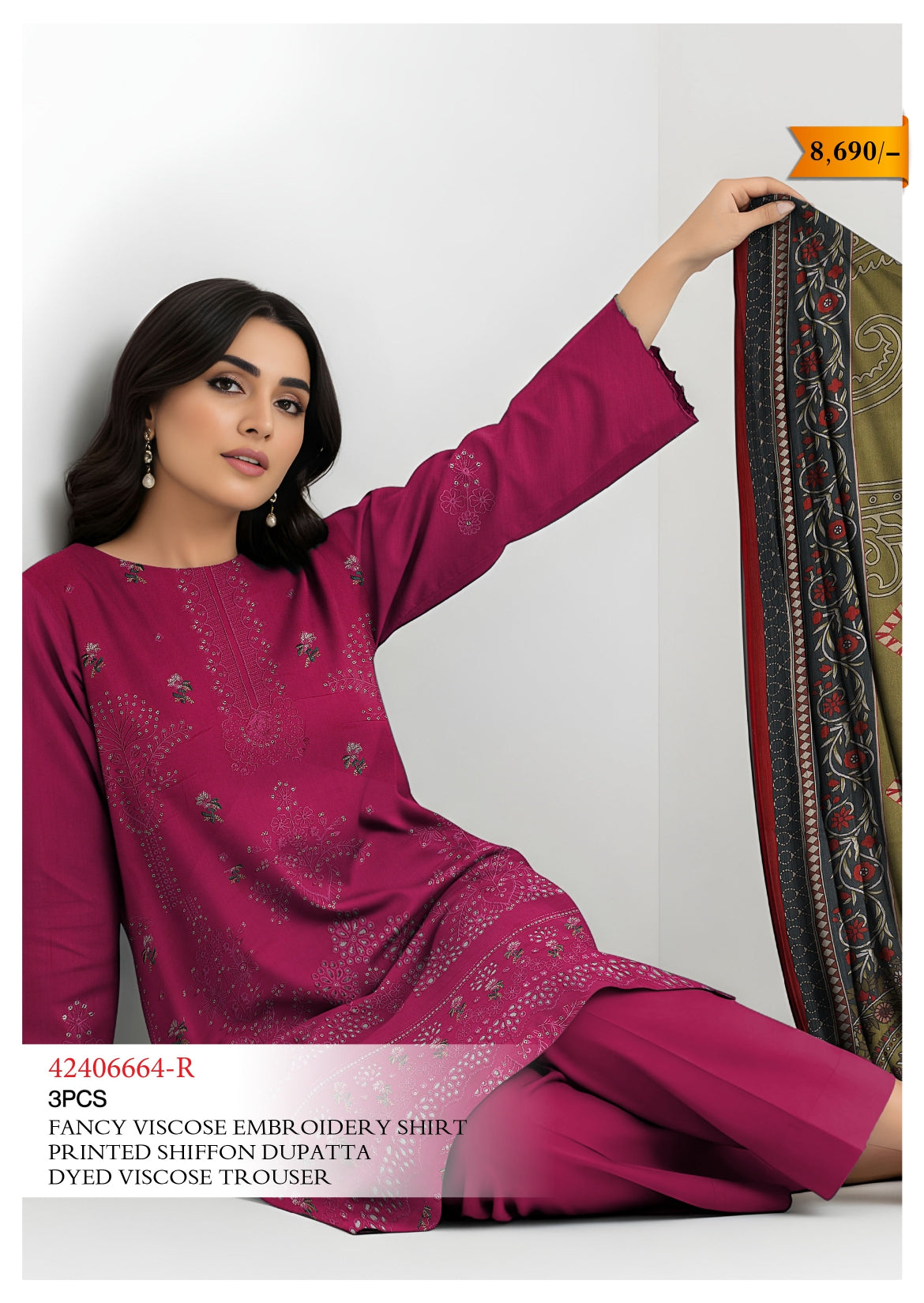Nishat Viscose Embroidery 3PC | 42406664-R