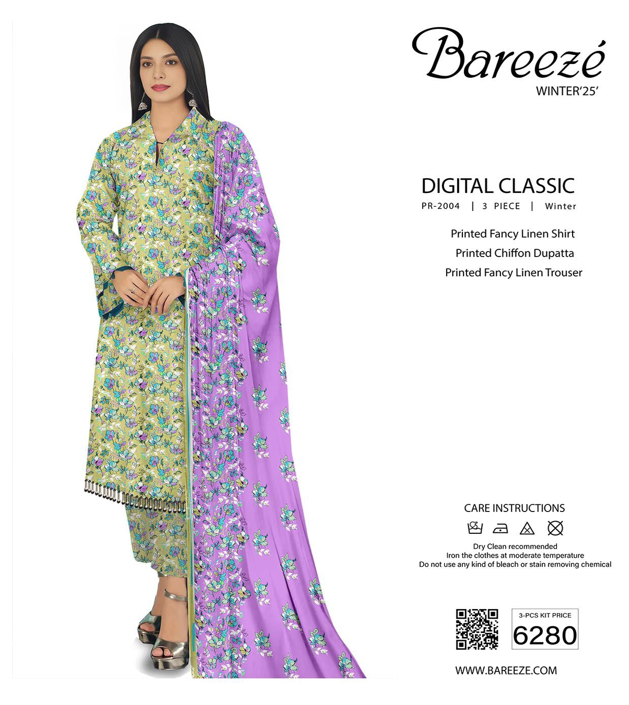Bareeze Digital Print Linen 3PC D-9
