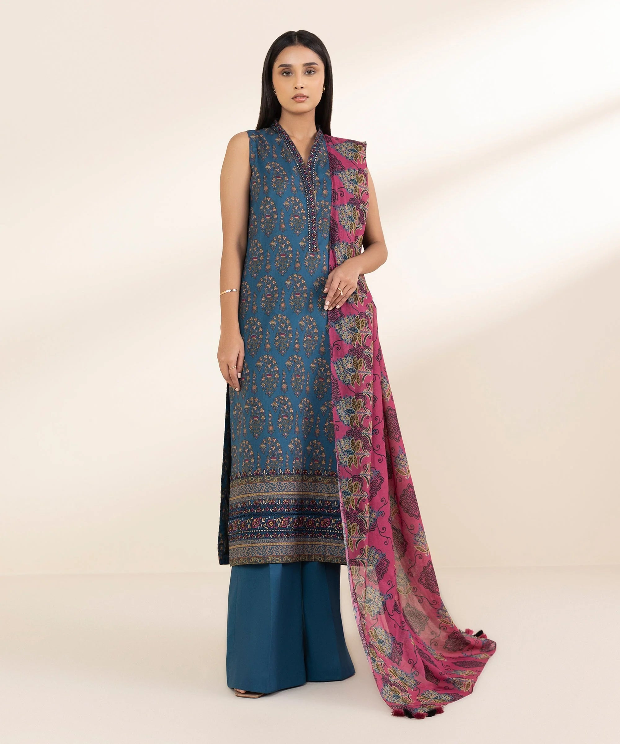 Sapphire Linen Print 3PC Senay